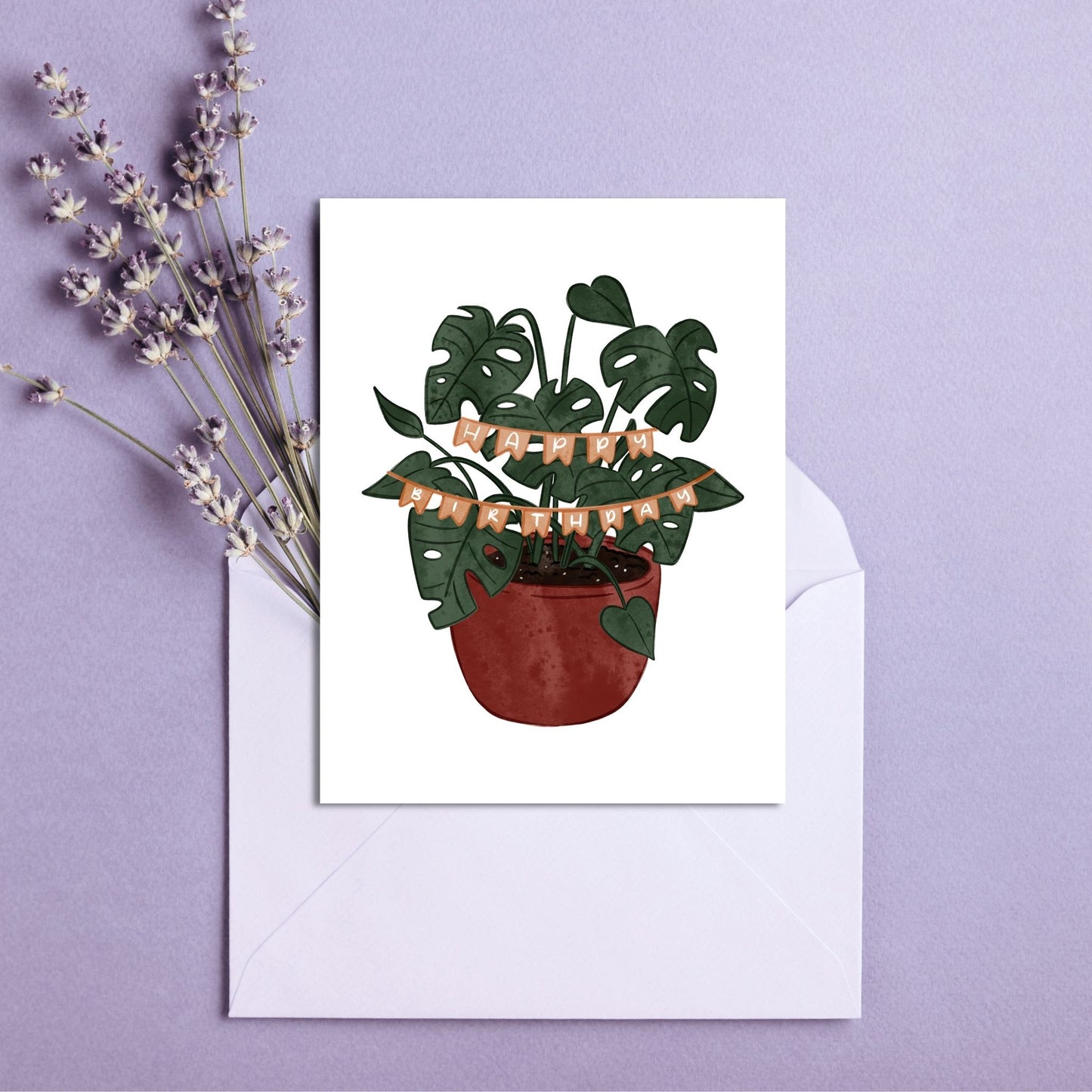 Plant Birthday Banner Card | Botanical Plant Lover Greeting Cards