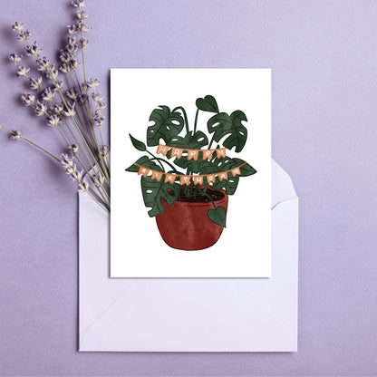 Plant Birthday Banner Card | Botanical Plant Lover Greeting Cards