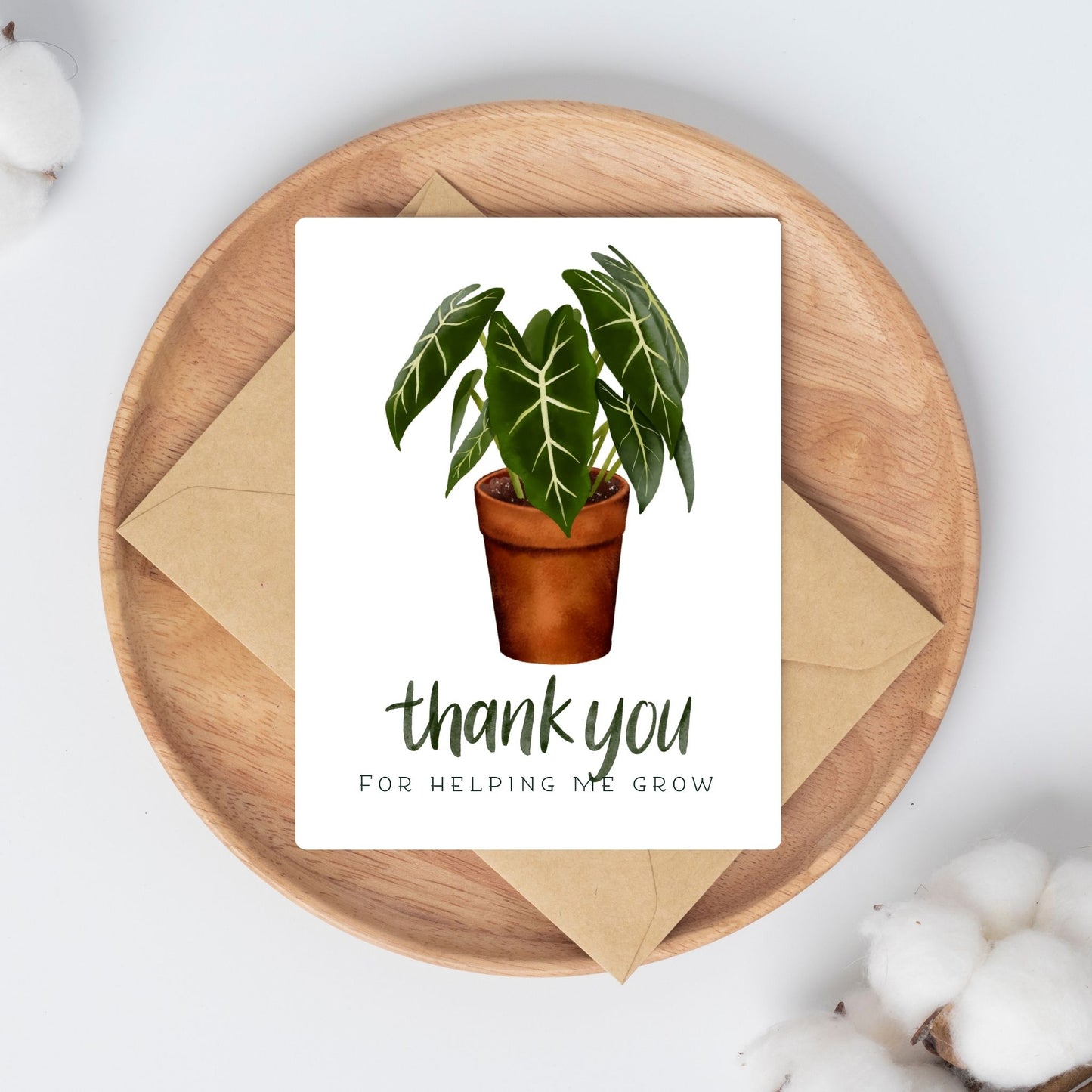 Thank You For Helping Me Grow Card | Botanical Plant Lover Greeting Cards