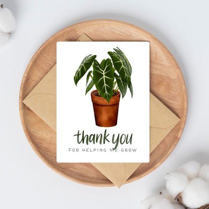 Thank You For Helping Me Grow Card | Botanical Plant Lover Greeting Cards
