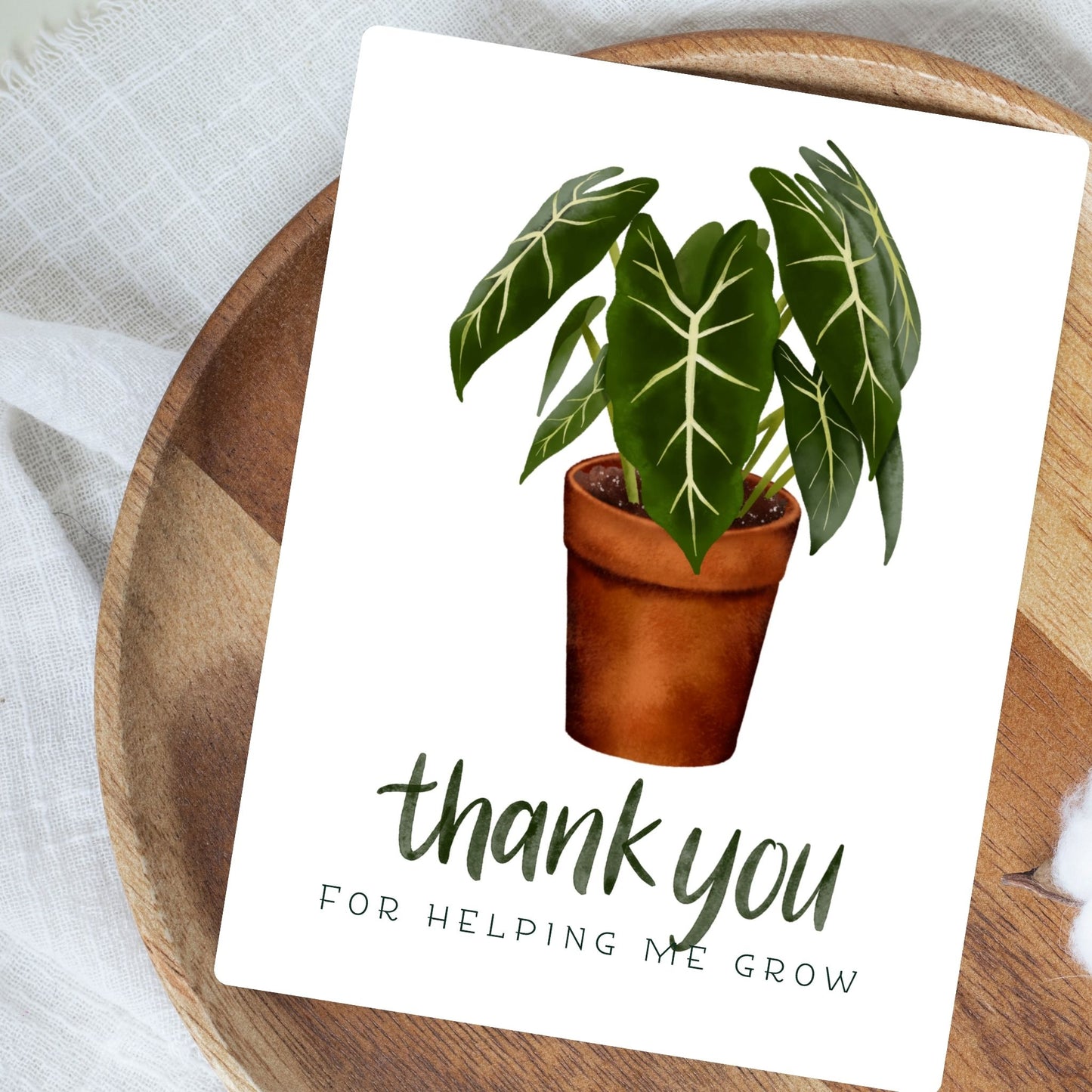 Thank You For Helping Me Grow Card | Botanical Plant Lover Greeting Cards