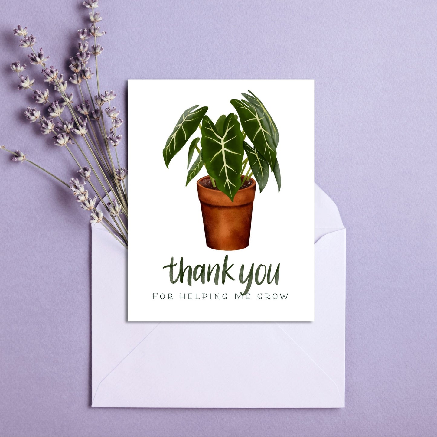 Thank You For Helping Me Grow Card | Botanical Plant Lover Greeting Cards
