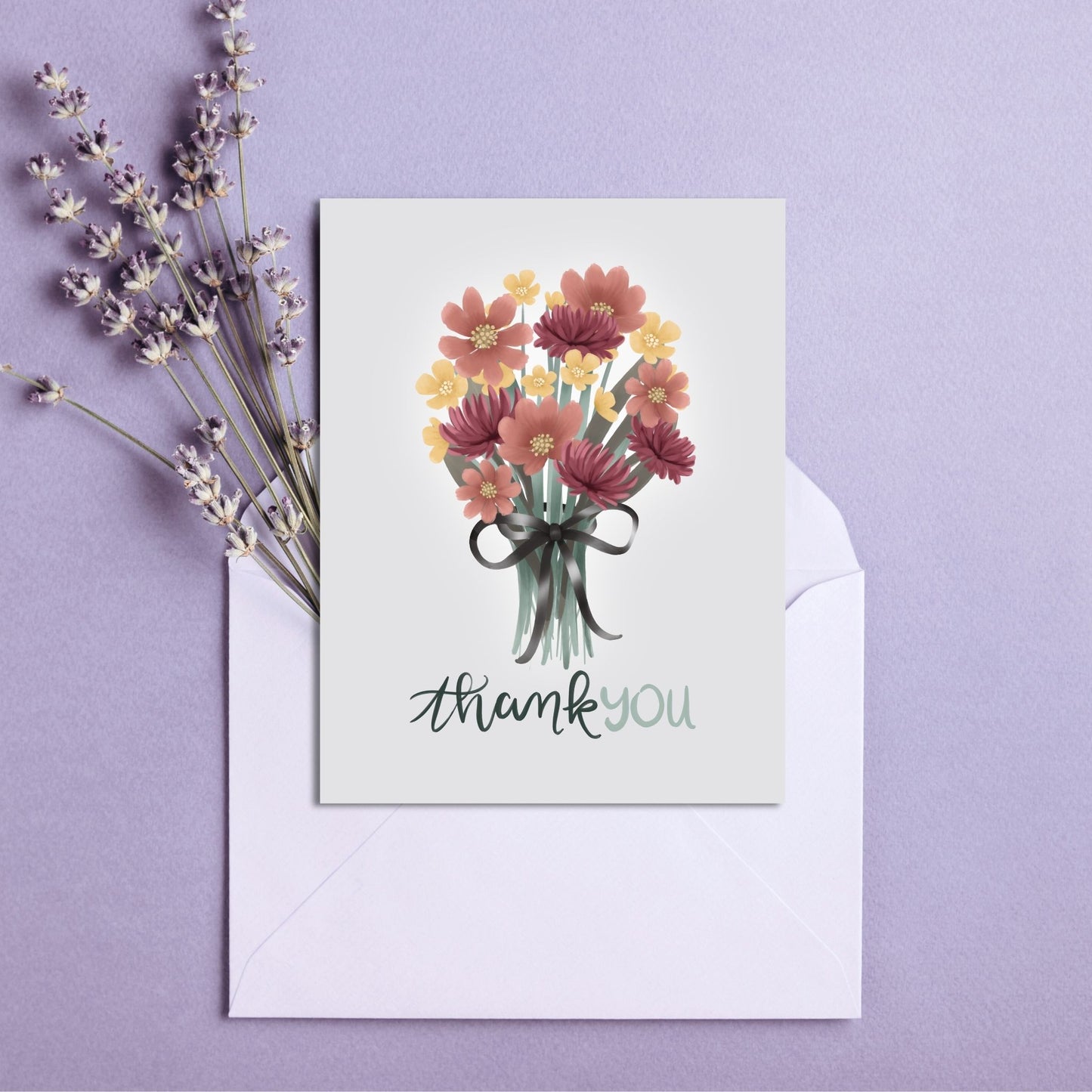 Thank You Flower Bouquet Card | Botanical Plant Lover Greeting Cards