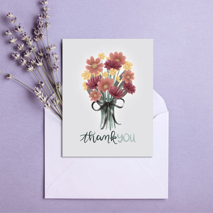 Thank You Flower Bouquet Card | Botanical Plant Lover Greeting Cards