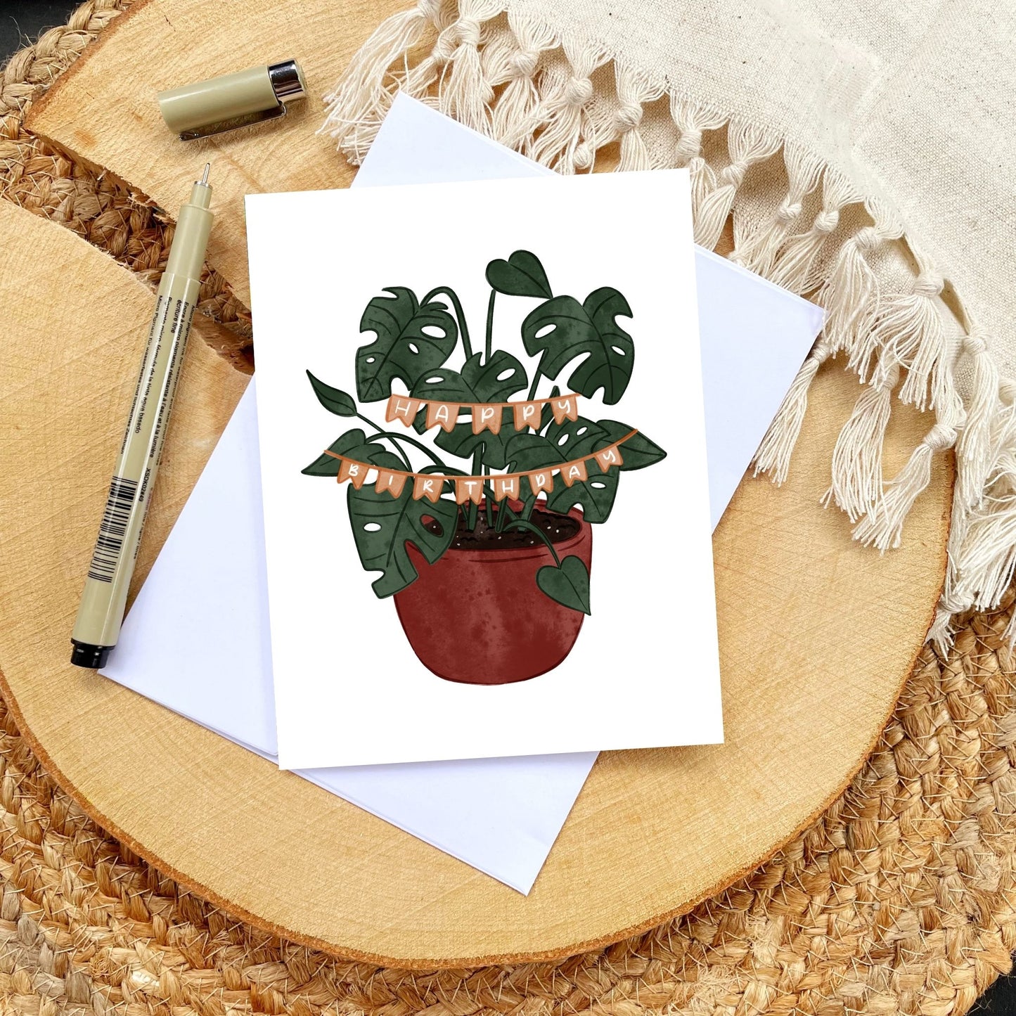 Plant Birthday Banner Card | Botanical Plant Lover Greeting Cards
