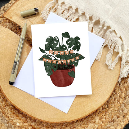 Plant Birthday Banner Card | Botanical Plant Lover Greeting Cards