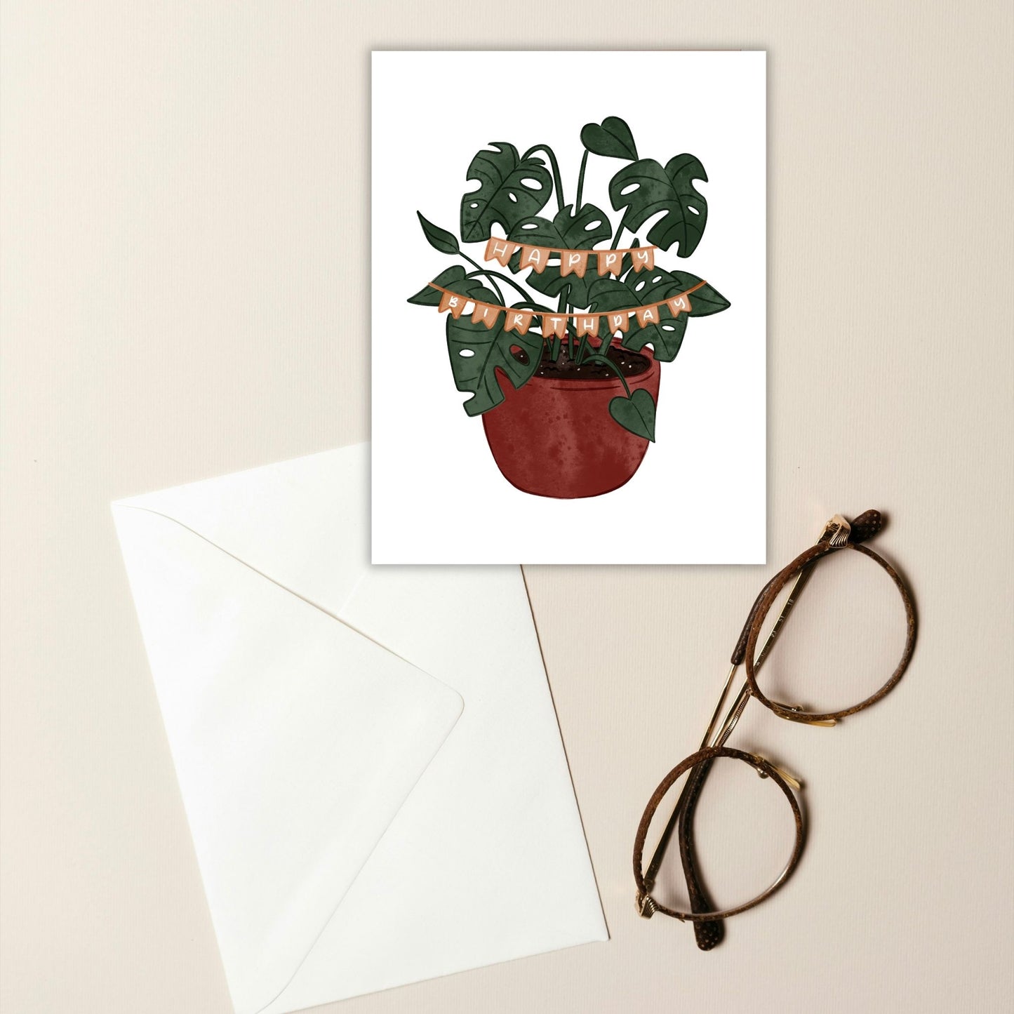 Plant Birthday Banner Card | Botanical Plant Lover Greeting Cards