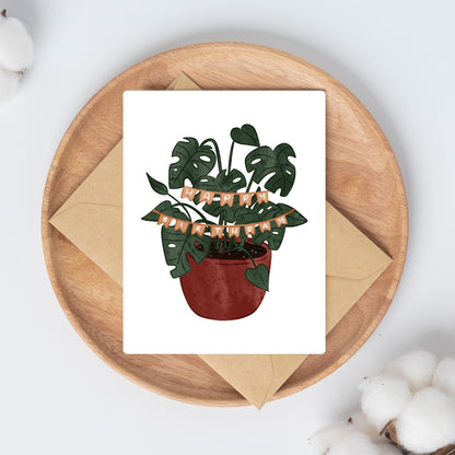 Plant Birthday Banner Card | Botanical Plant Lover Greeting Cards