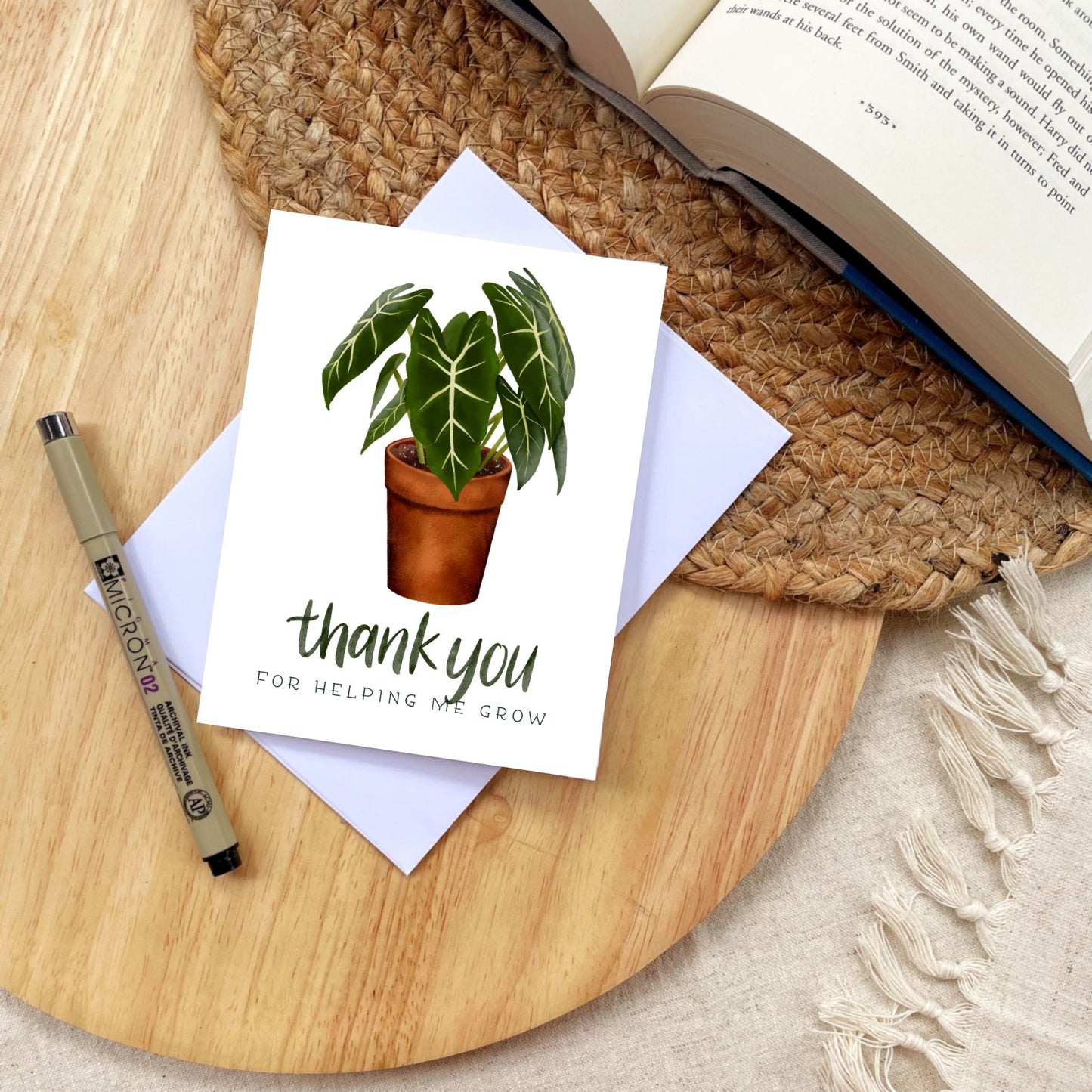 Thank You For Helping Me Grow Card | Botanical Plant Lover Greeting Cards