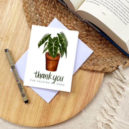 Thank You For Helping Me Grow Card | Botanical Plant Lover Greeting Cards