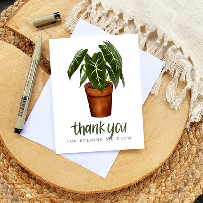 Thank You For Helping Me Grow Card | Botanical Plant Lover Greeting Cards