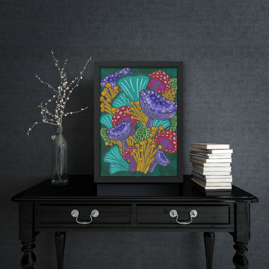 Watercolor Mushroom Art Print | Mushroom Decor | Magic Mushroom Art - Serafine Art & Design - 