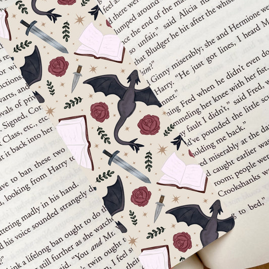 Romantasy Dragons & Roses Bookmark