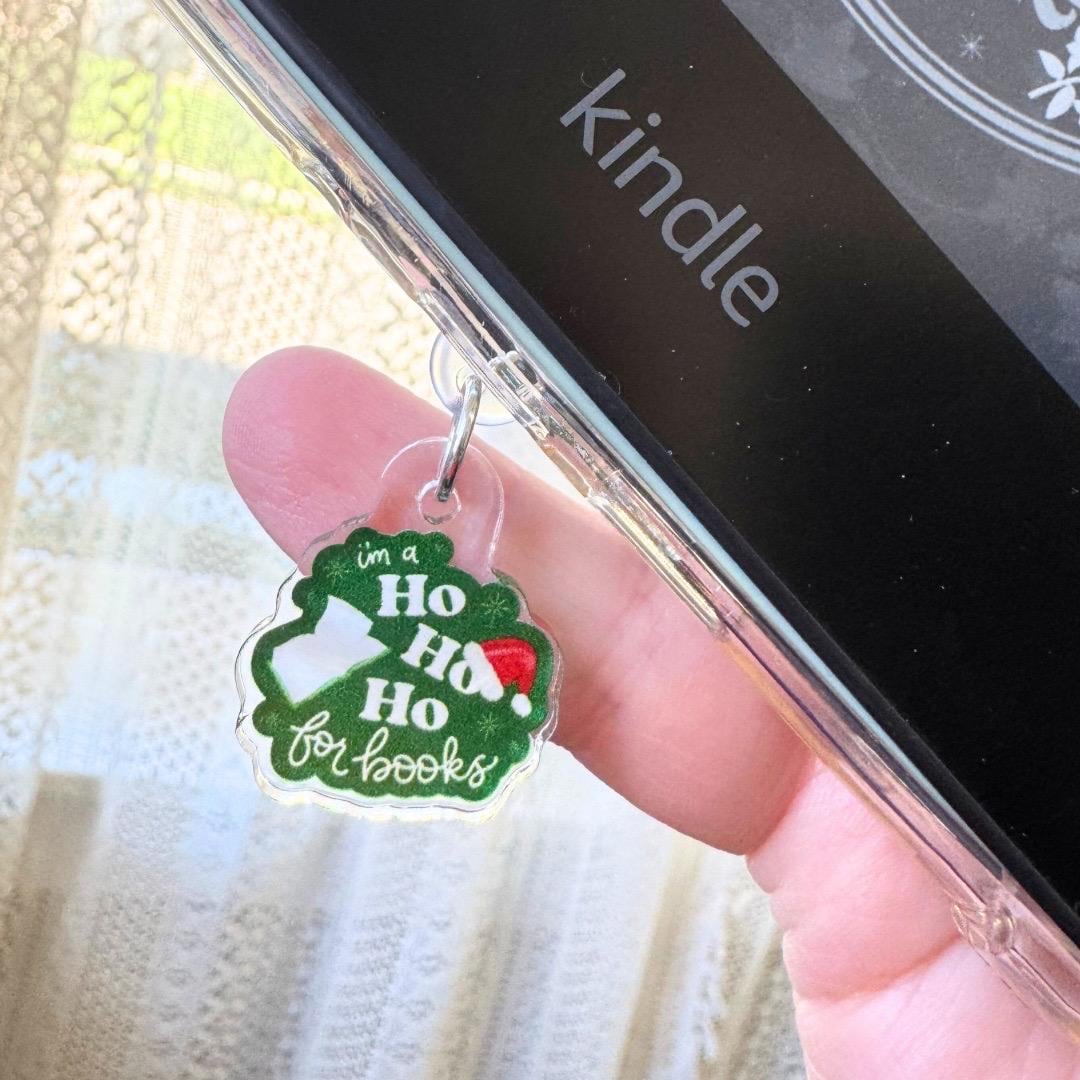 Kindle Dust Plug Charm: Ho Ho Ho Holiday Book Lover USB-C Port Protector
