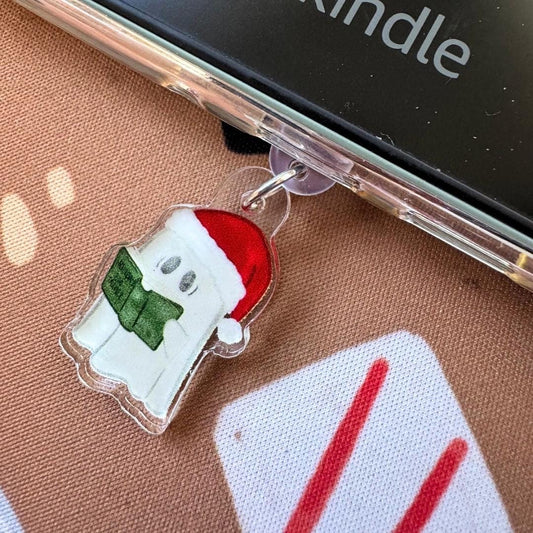 Santa Hat Ghost Kindle Charm | Bookish Reader Accessory