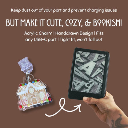 Kindle Gingerbread House Charm: Bookish USB-C Dust Plug