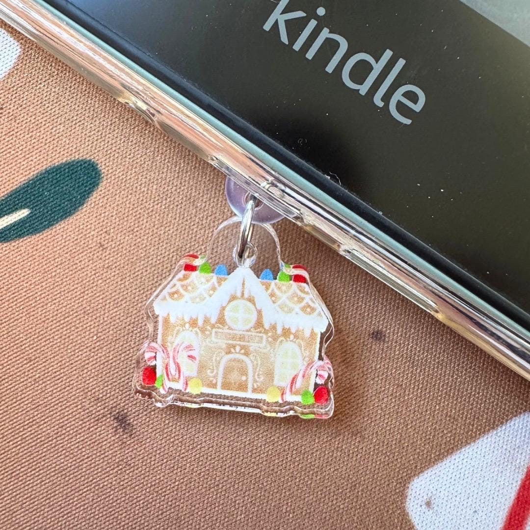 Kindle Gingerbread House Charm: Bookish USB-C Dust Plug